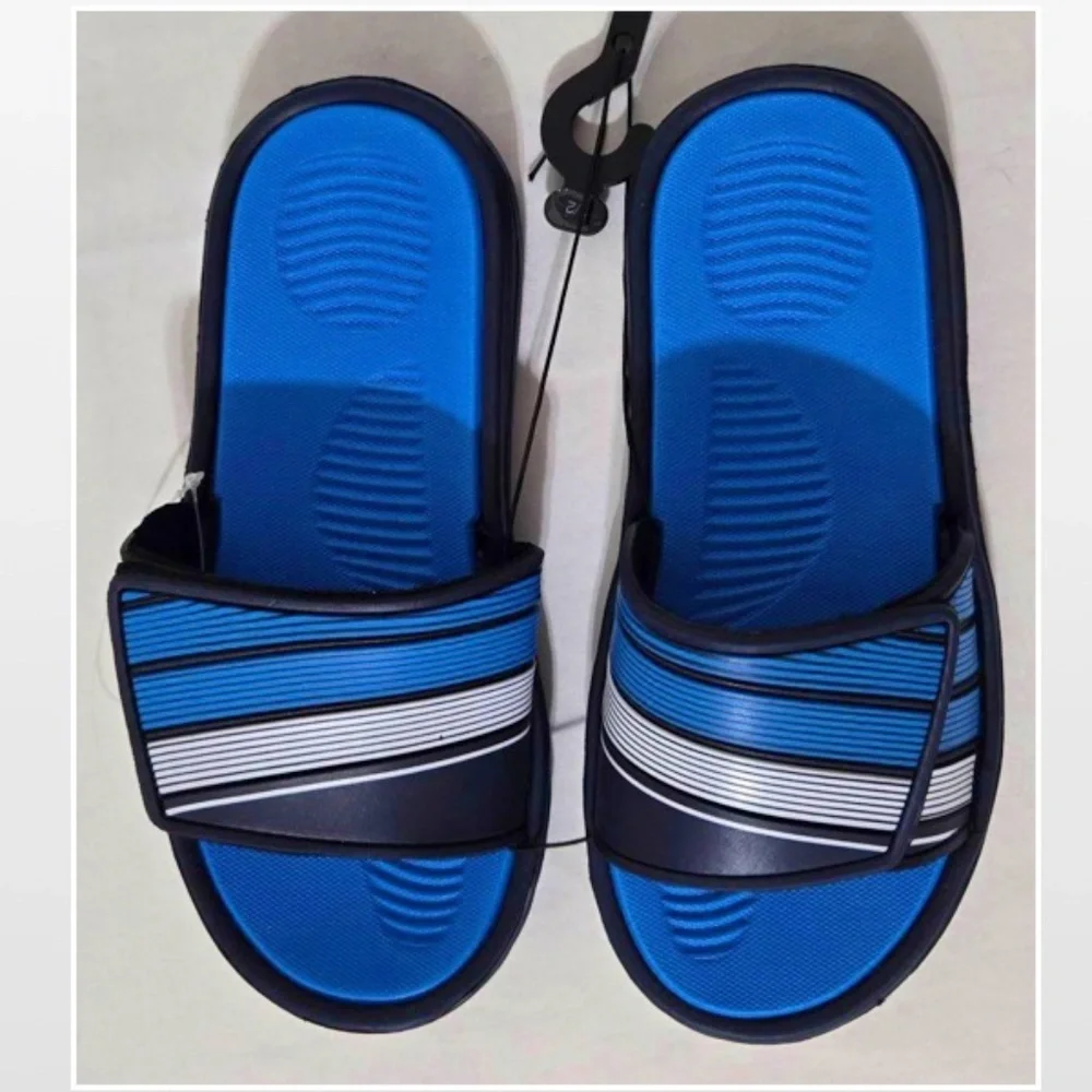 New Shoes Kids Boys Size 1 2 Breeze Blue White Slide On Sandals NWT